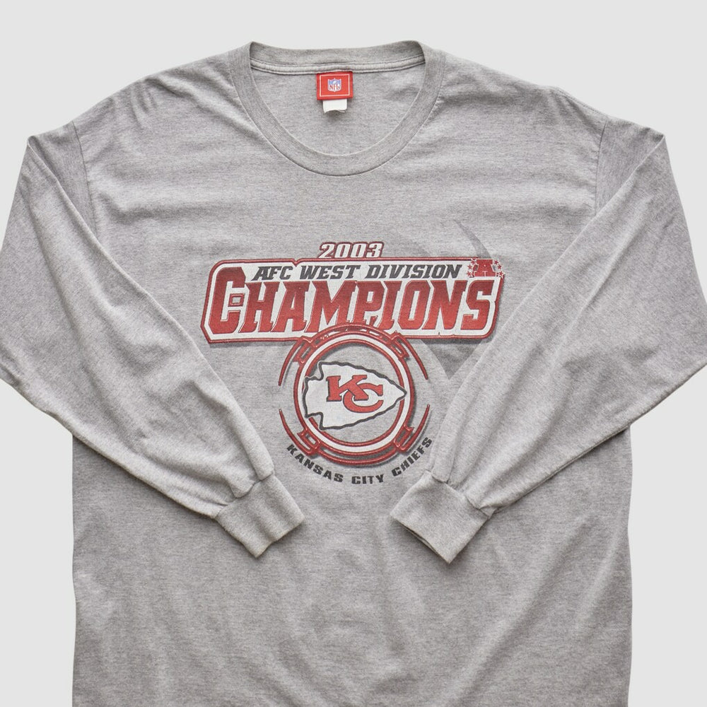 Kansas City Chiefs NFL 2003 Long Sleeve T-shirt Heather Gray Vintage