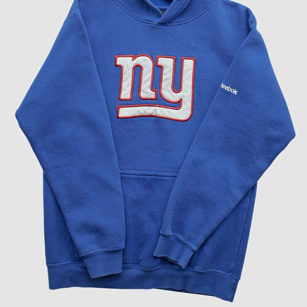 New York Giants Reebok 2000s Hooded Pullover Sweatshirt Blue Vintage