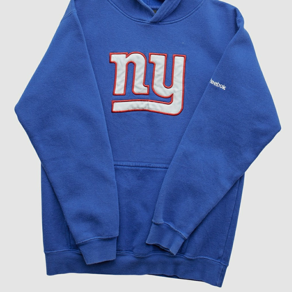 New York Giants Reebok 2000s Hooded Pullover Sweatshirt Blue Vintage