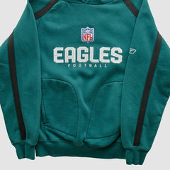 Philadelphia Eagles Reebok 2000s Hooded Pullover Sweatshirt Teal Vintage