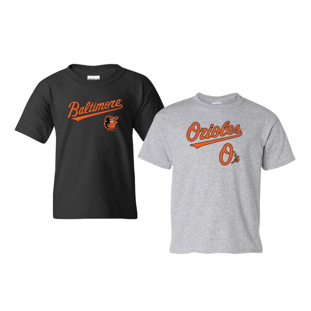 Baltimore Orioles Soft as a Grape Youth 2-Pack Logo T-Shirt Set - Black/Gray T-shirts
