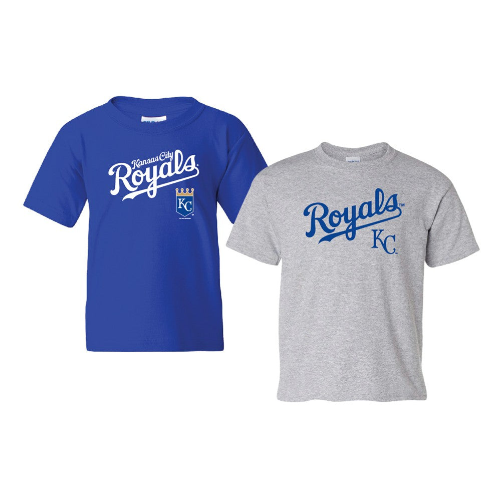 Kansas City Royals Soft as a Grape Youth 2-Pack Logo T-Shirt Set - Royal/Gray T-shirts