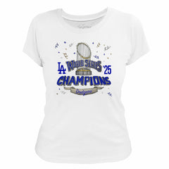 Los Angeles Dodgers Tiny Turnip Women's 2025 World Series Champions Parade T-Shirt - White T-shirts