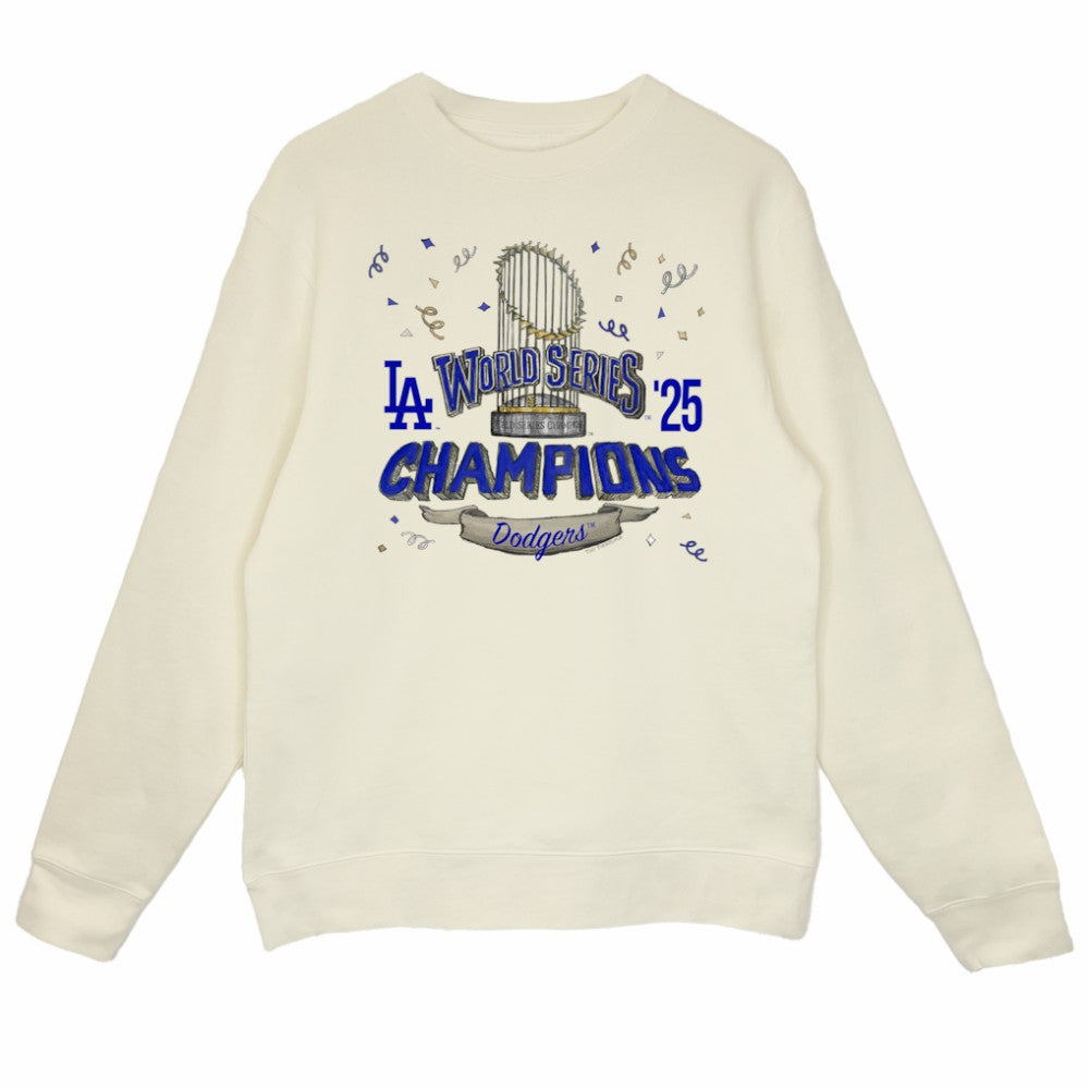 Los Angeles Dodgers Tiny Turnip Women's 2025 World Series Champions Parade Sweatshirt - Cream Sweatshirts