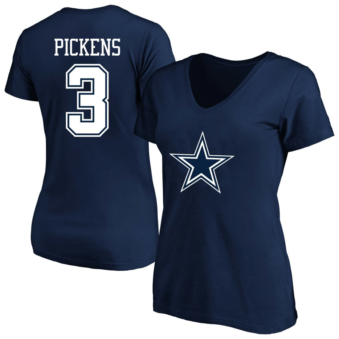 George Pickens Dallas Cowboys Women's Plus Size Name & Number V-Neck T-Shirt Navy