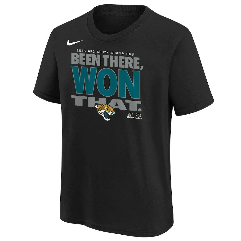 Jacksonville Jaguars Youth 2025 AFC South Division Champions Locker Room Trophy Collection T-Shirt Black