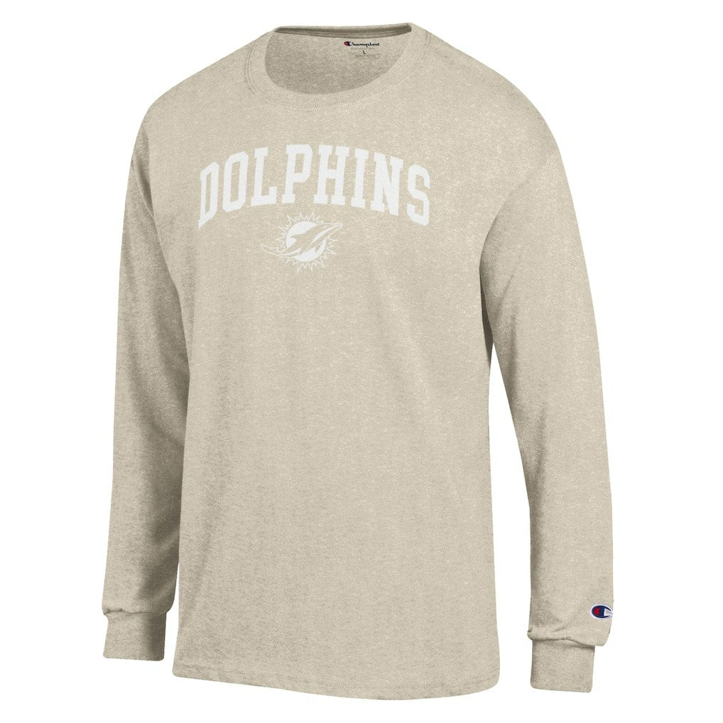 Miami Dolphins Champion White Ink Jersey Long Sleeve T-Shirt Oatmeal