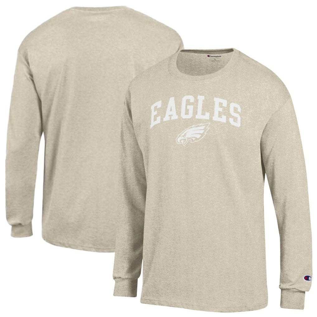 Philadelphia Eagles Champion White Ink Jersey Long Sleeve T-Shirt Oatmeal