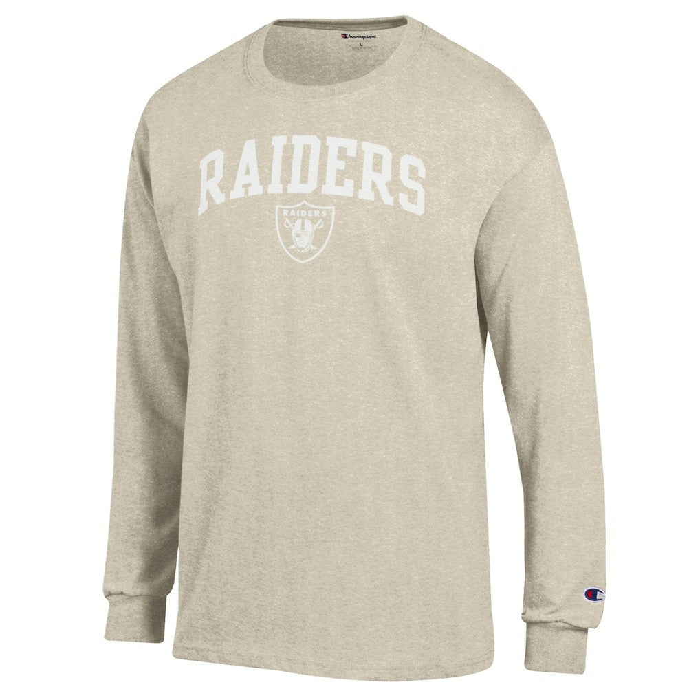 Las Vegas Raiders Champion White Ink Jersey Long Sleeve T-Shirt Oatmeal