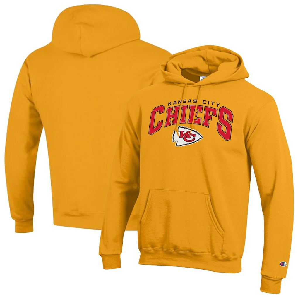 Kansas City Chiefs Champion Powerblend Arch over Logo Hoodie Gold