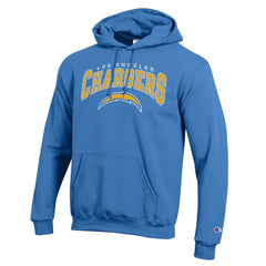 Los Angeles Chargers Champion Powerblend Arch over Logo Hoodie Powder Blue
