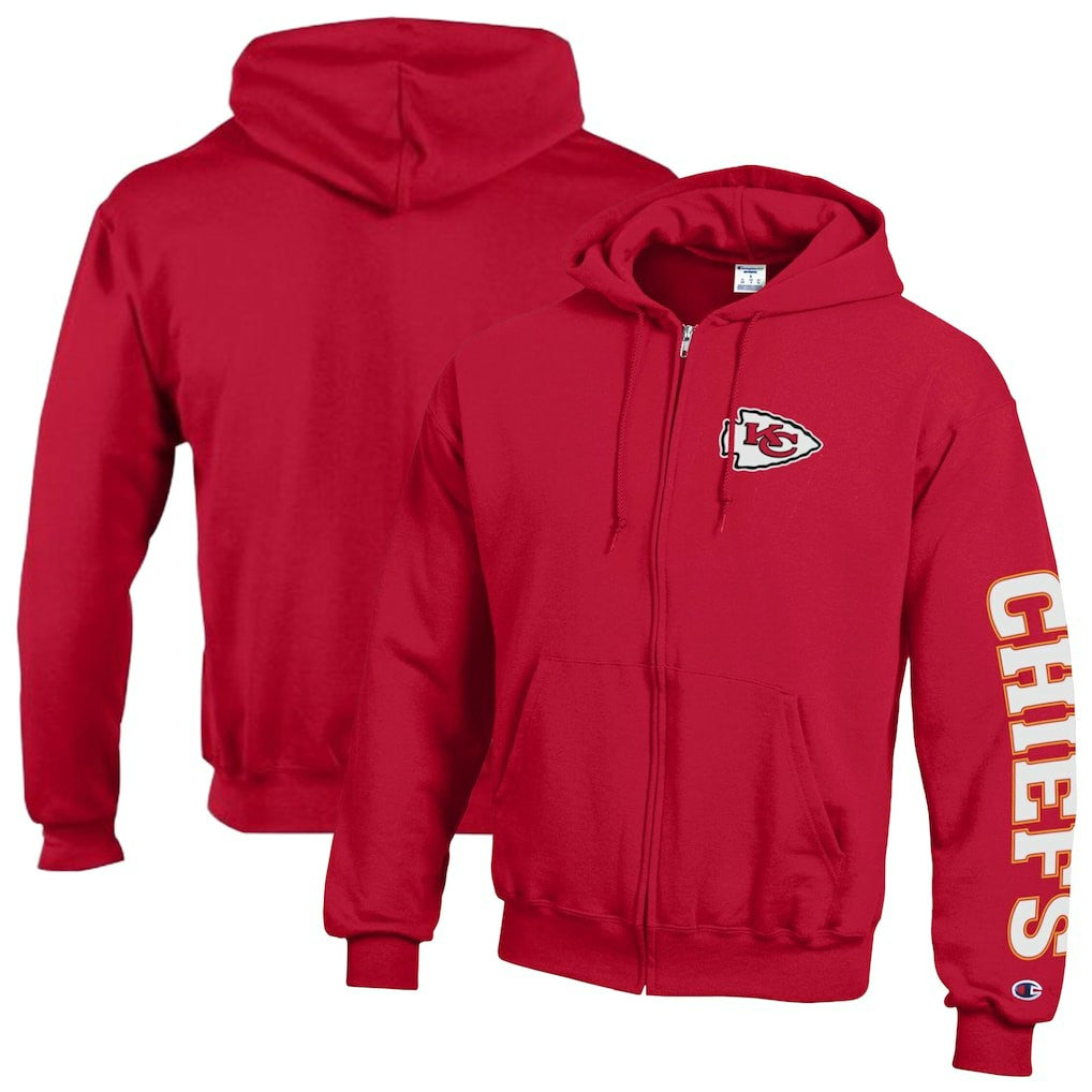 Kansas City Chiefs Champion Powerblend Fleece Full-Zip Hoodie Red