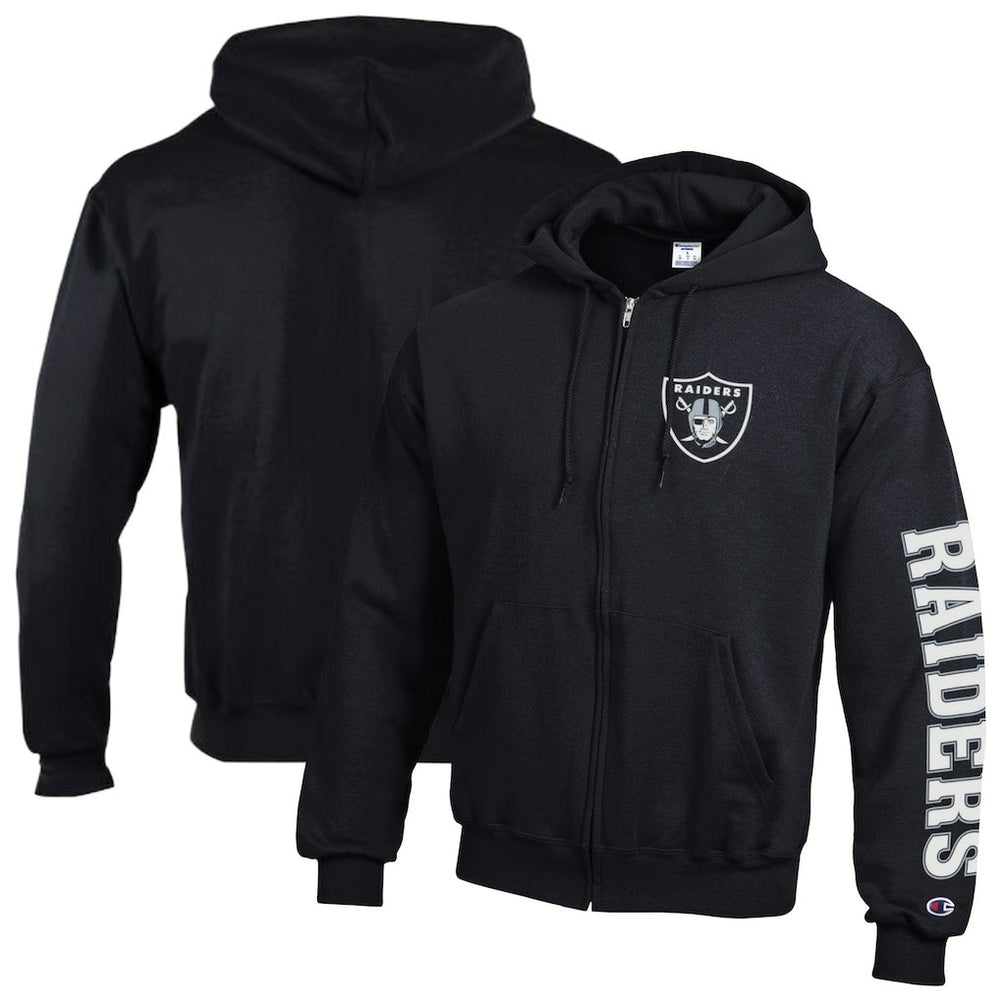 Las Vegas Raiders Champion Powerblend Fleece Full-Zip Hoodie Black
