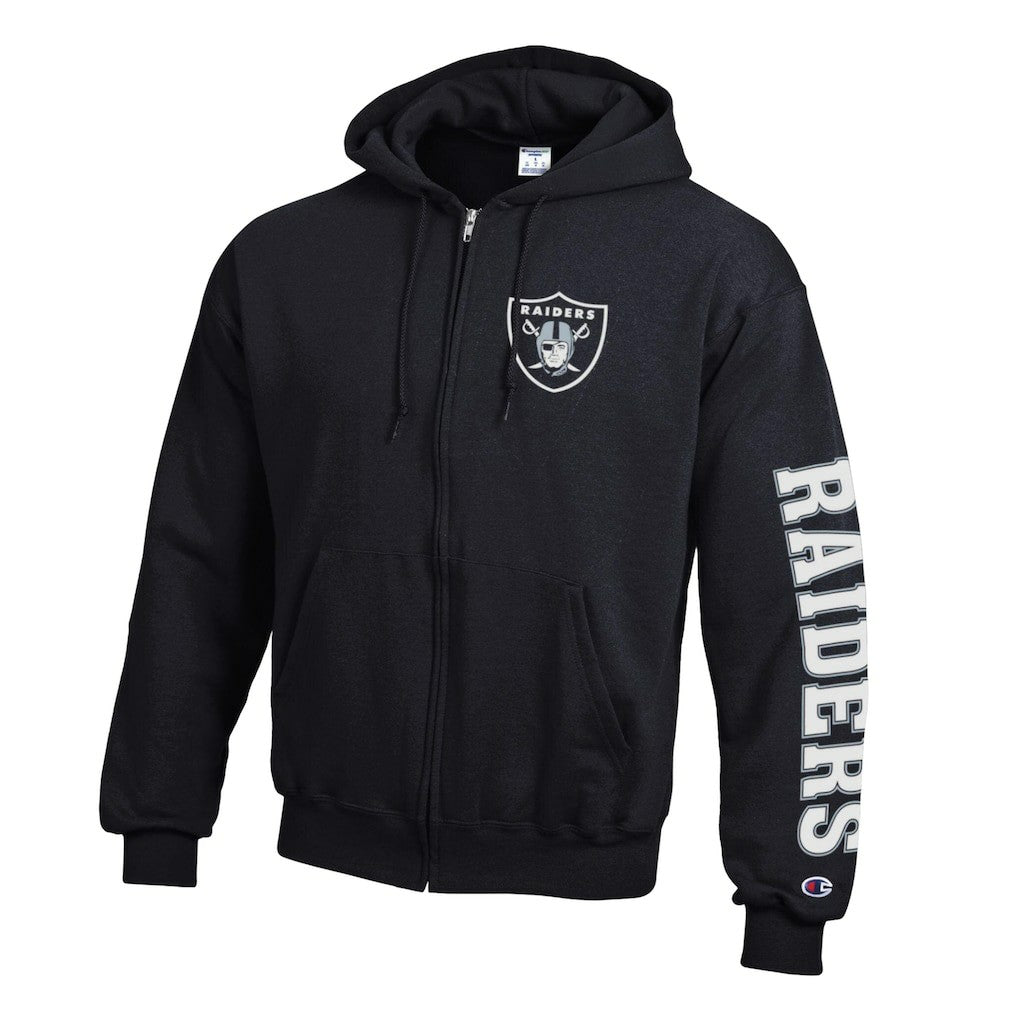 Las Vegas Raiders Champion Powerblend Fleece Full-Zip Hoodie Black