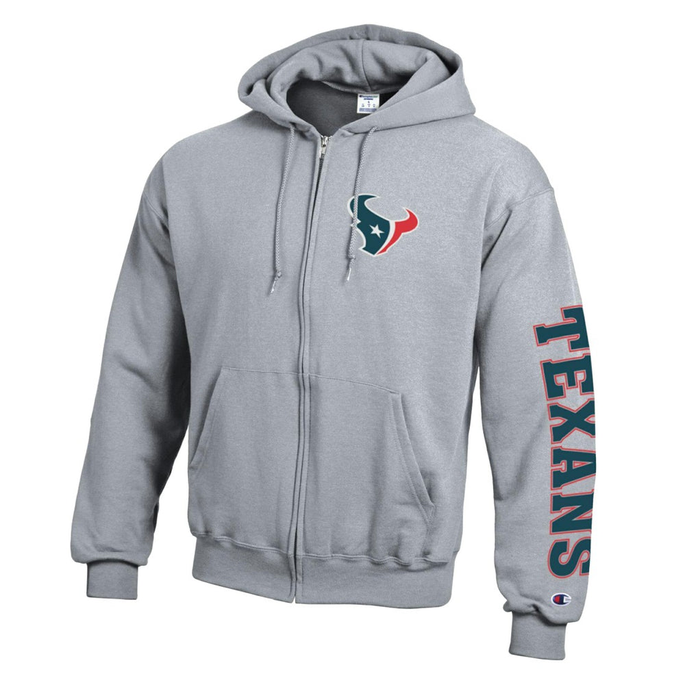 Houston Texans Champion Powerblend Fleece Full-Zip Hoodie Heather Gray