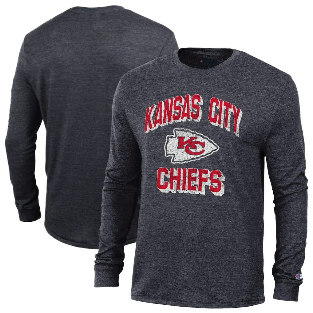 Kansas City Chiefs Champion Ultimate Tri-Blend Long Sleeve T-Shirt Black