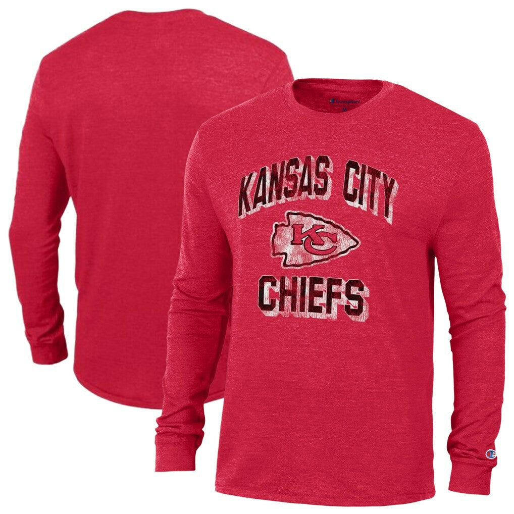 Kansas City Chiefs Champion Ultimate Tri-Blend Long Sleeve T-Shirt Red