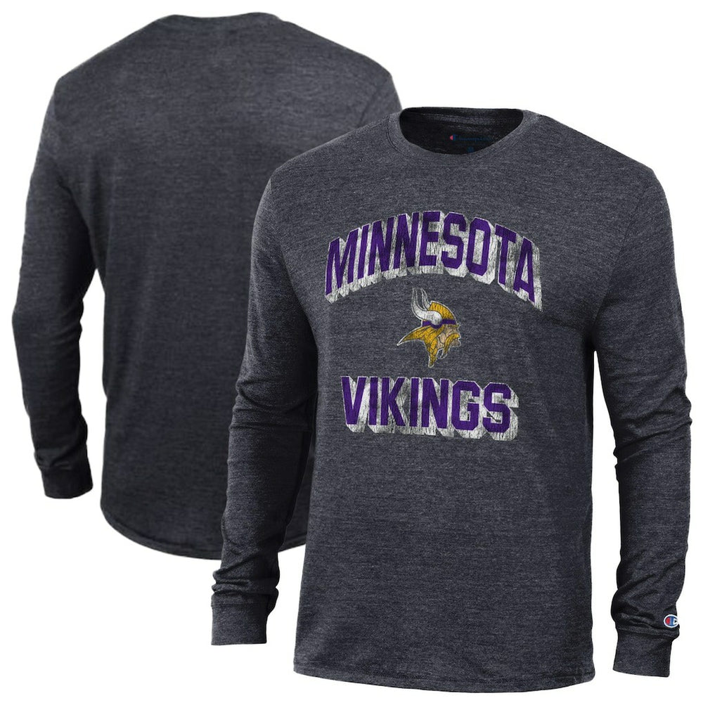 Minnesota Vikings Champion Ultimate Tri-Blend Long Sleeve T-Shirt Heather Black