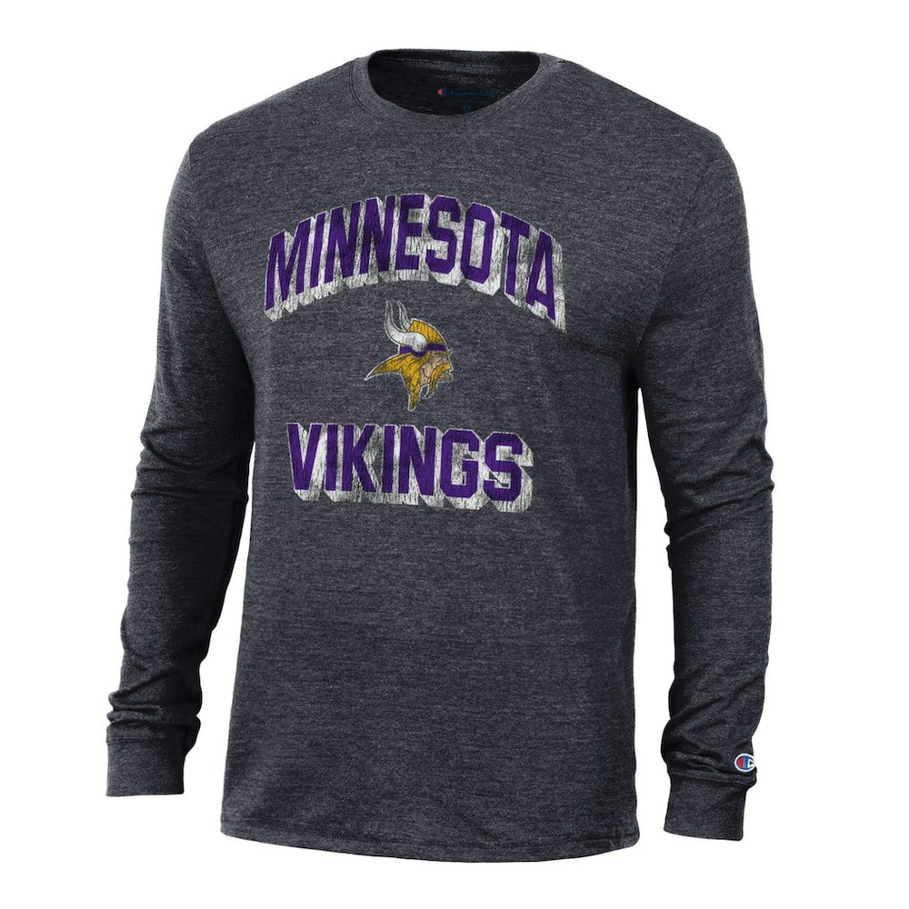 Minnesota Vikings Champion Ultimate Tri-Blend Long Sleeve T-Shirt Heather Black