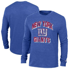 New York Giants Champion Ultimate Tri-Blend Long Sleeve T-Shirt Heather Royal
