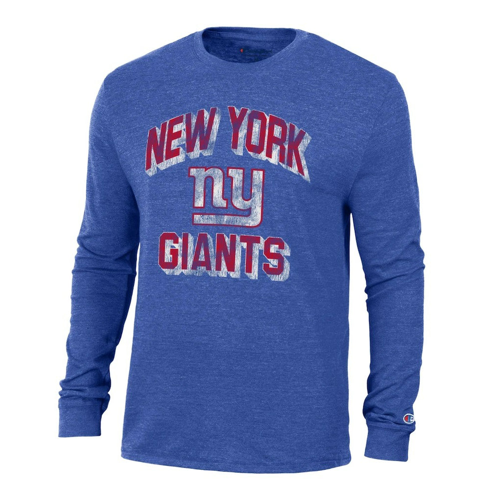 New York Giants Champion Ultimate Tri-Blend Long Sleeve T-Shirt Heather Royal