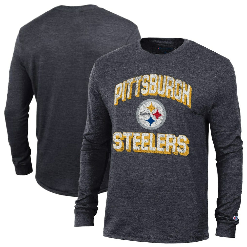 Pittsburgh Steelers Champion Ultimate Tri-Blend Long Sleeve T-Shirt Heather Black