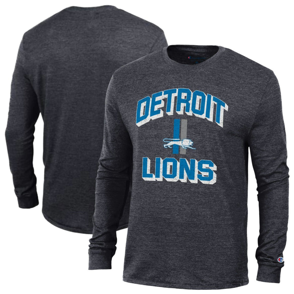 Detroit Lions Champion Ultimate Tri-Blend Long Sleeve T-Shirt Heather Charcoal