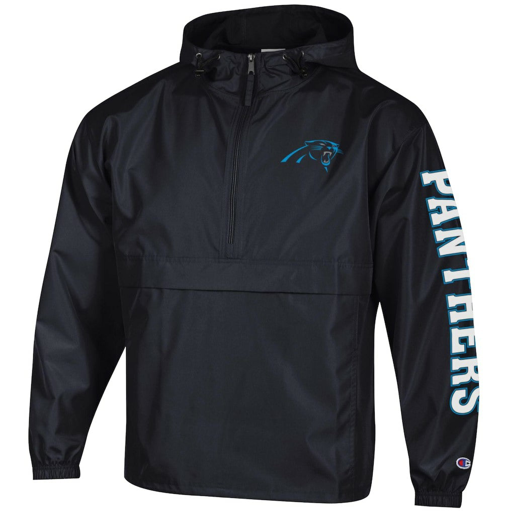 Carolina Panthers Champion Packable Windbreaker Half-Zip Jacket Black