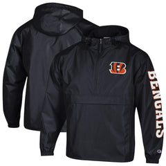 Cincinnati Bengals Champion Packable Windbreaker Half-Zip Jacket Black