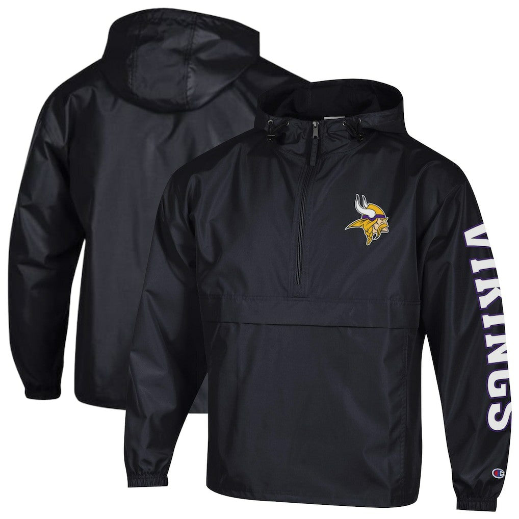 Minnesota Vikings Champion Packable Windbreaker Half-Zip Jacket Black