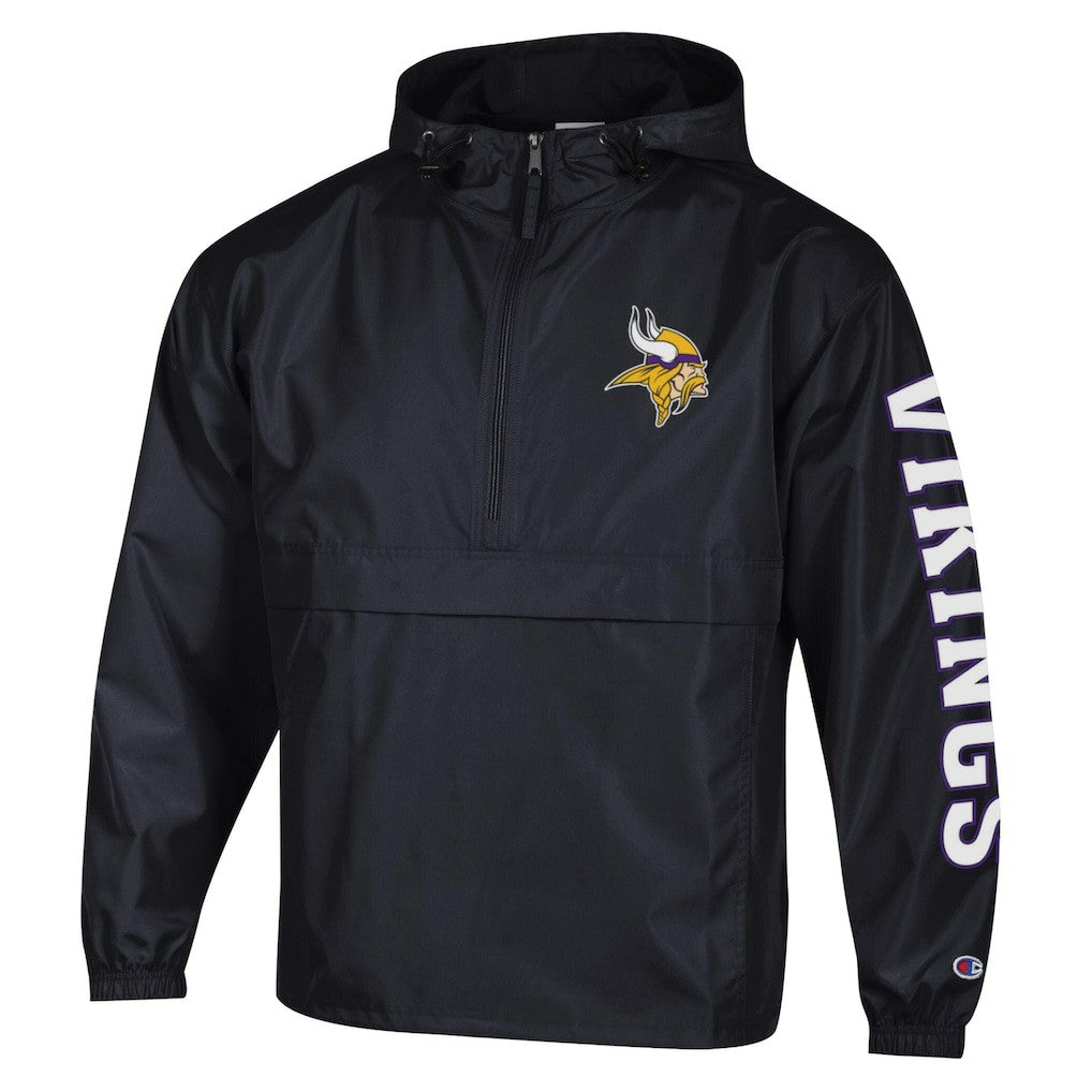 Minnesota Vikings Champion Packable Windbreaker Half-Zip Jacket Black
