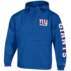 New York Giants Champion Packable Windbreaker Half-Zip Jacket Royal