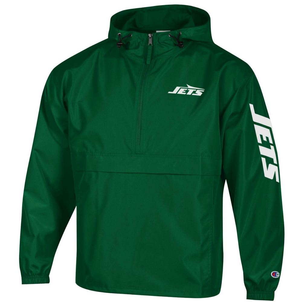 New York Jets Champion Packable Windbreaker Half-Zip Jacket Green
