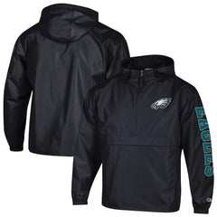 Philadelphia Eagles Champion Packable Windbreaker Half-Zip Jacket Black