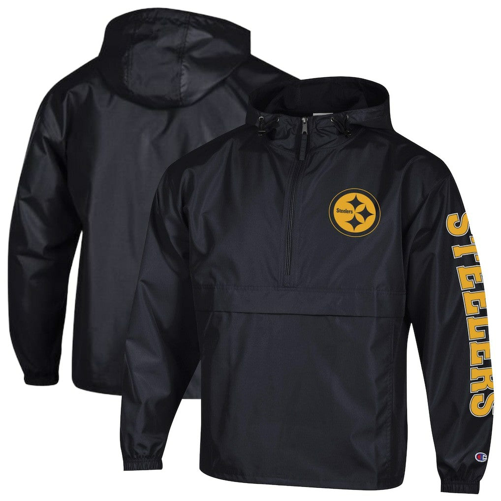 Pittsburgh Steelers Champion Packable Windbreaker Half-Zip Jacket Black
