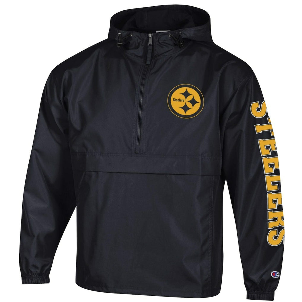 Pittsburgh Steelers Champion Packable Windbreaker Half-Zip Jacket Black