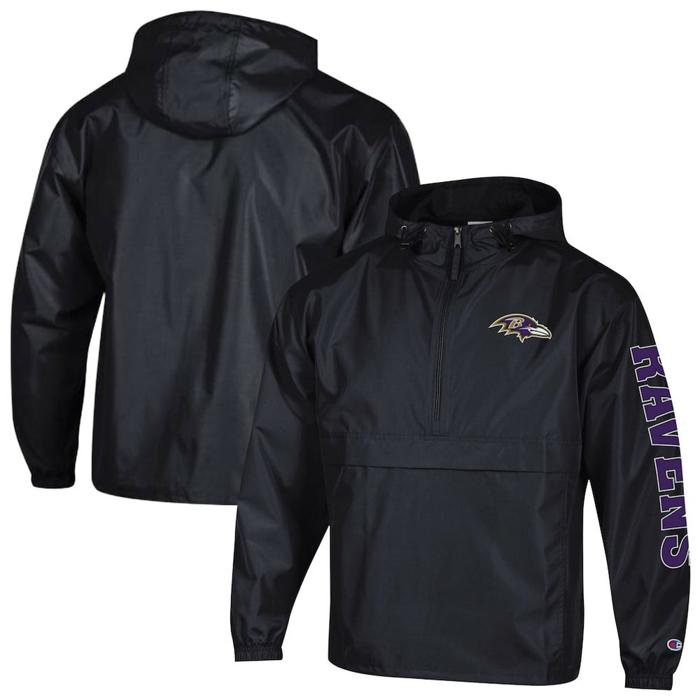 Baltimore Ravens Champion Packable Windbreaker Half-Zip Jacket Black