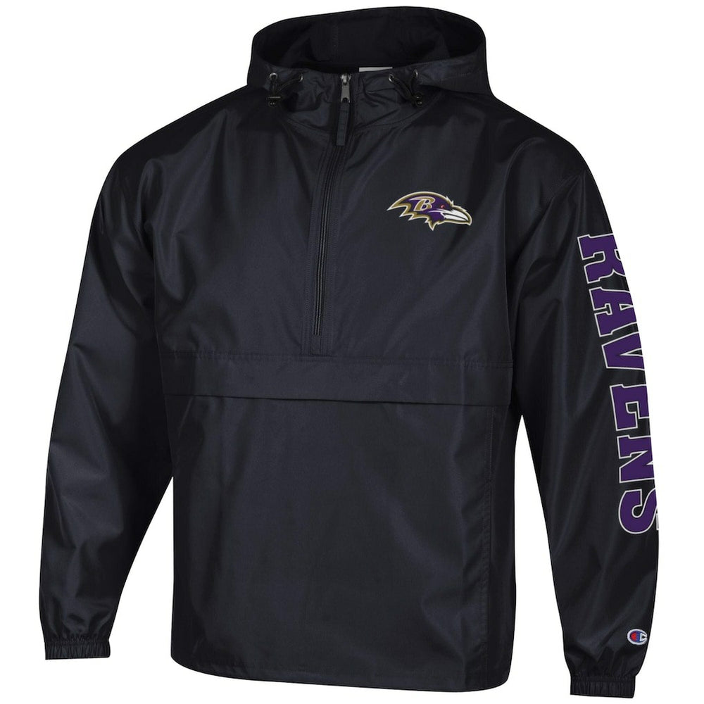 Baltimore Ravens Champion Packable Windbreaker Half-Zip Jacket Black