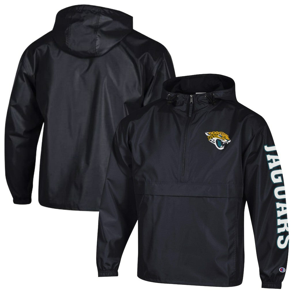 Jacksonville Jaguars Champion Packable Windbreaker Half-Zip Jacket Black