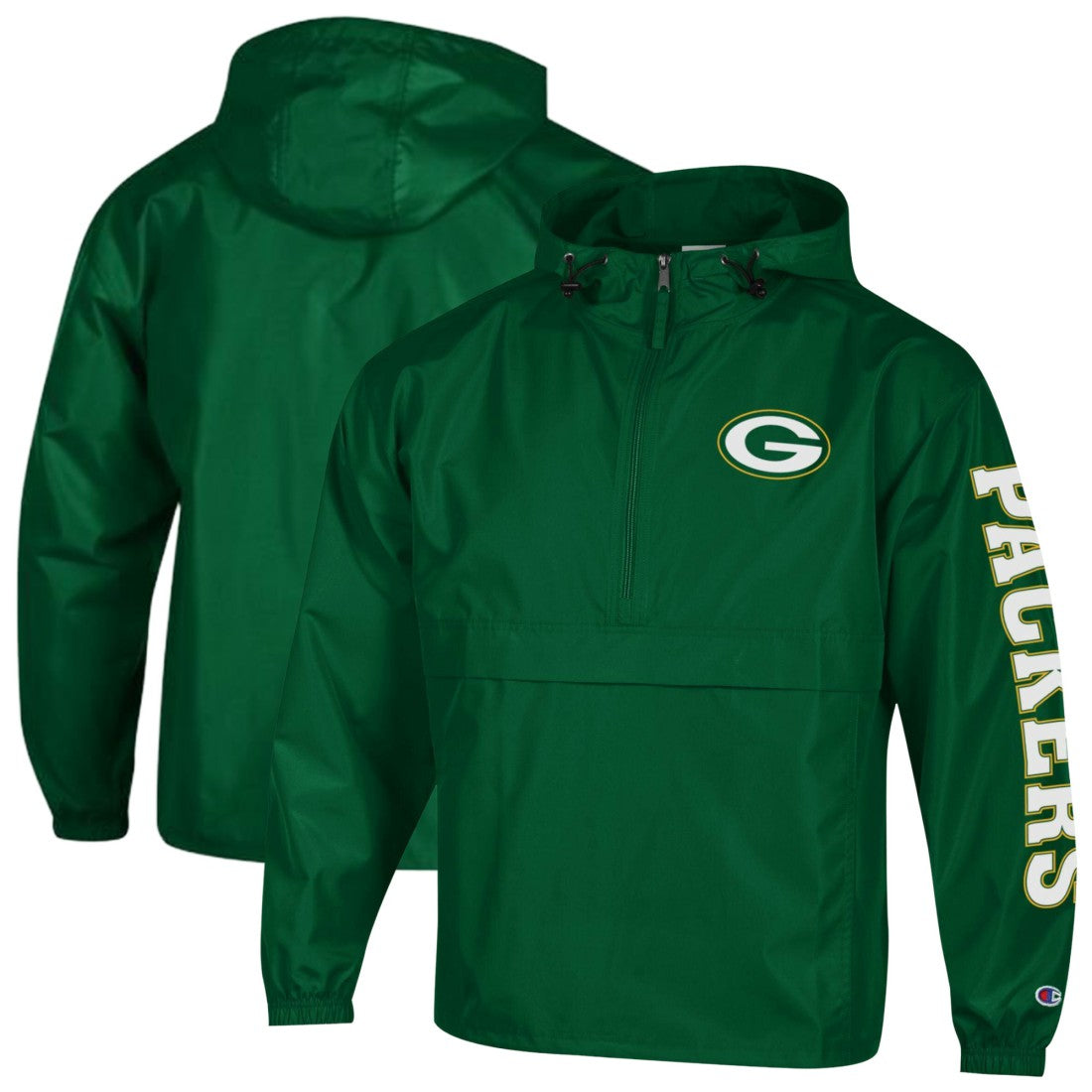 Green Bay Packers Champion Packable Windbreaker Half-Zip Jacket Green