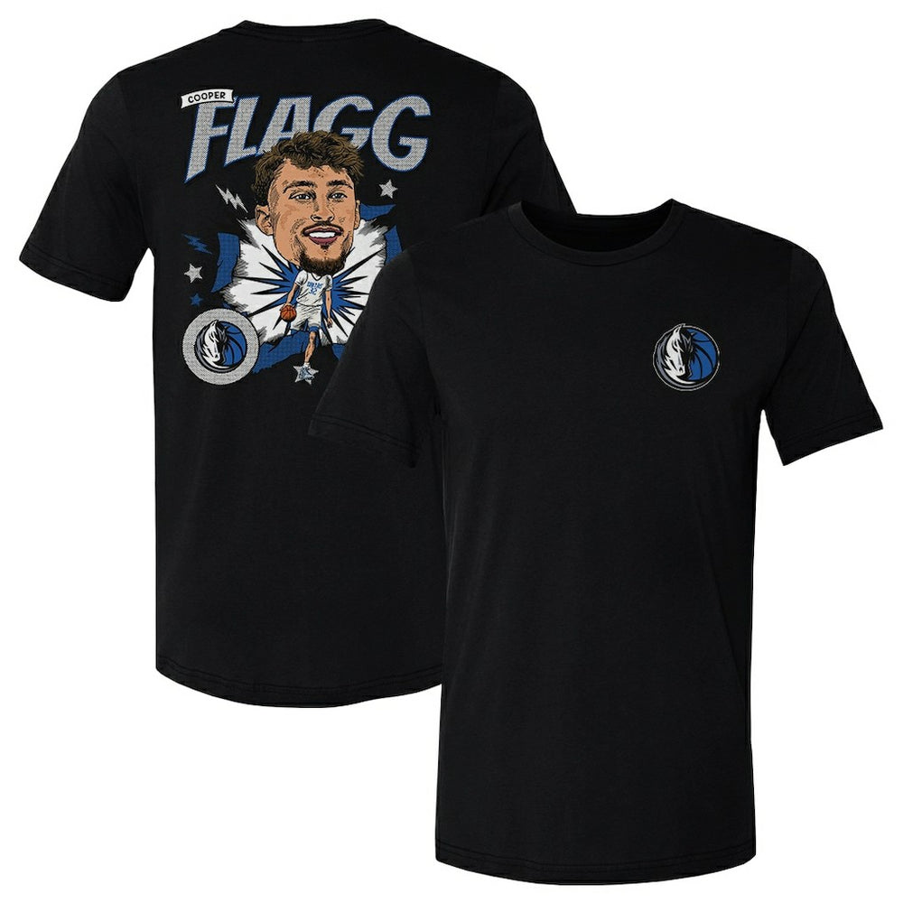 Cooper Flagg Dallas Mavericks 500 Level Caricature T-Shirt Black