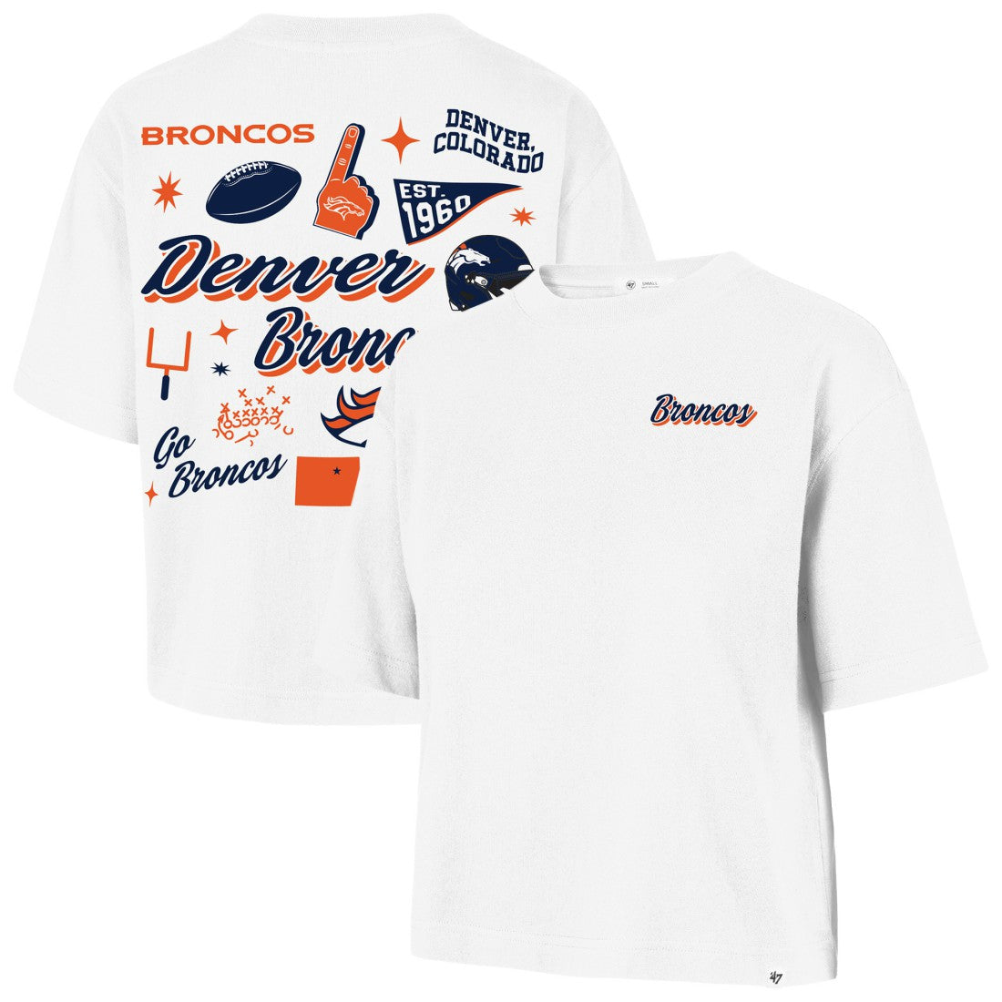 Denver Broncos '47 Women's Collage Script Reed City T-Shirt White