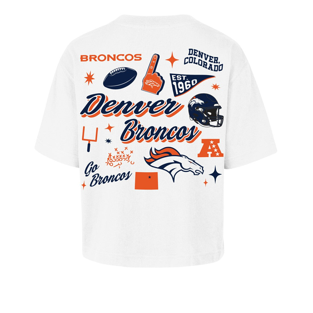 Denver Broncos '47 Women's Collage Script Reed City T-Shirt White