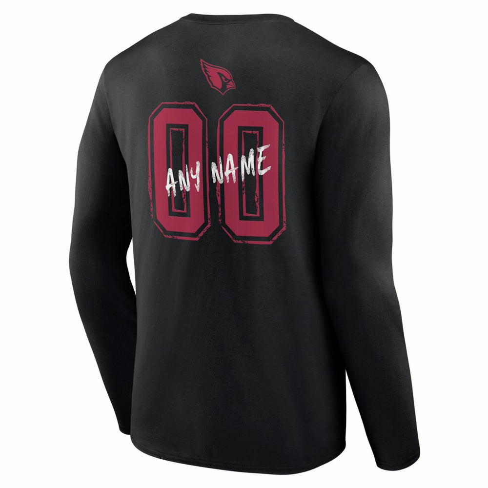 Arizona Cardinals Hustle Personalized Name & Number Long Sleeve T-Shirt Black