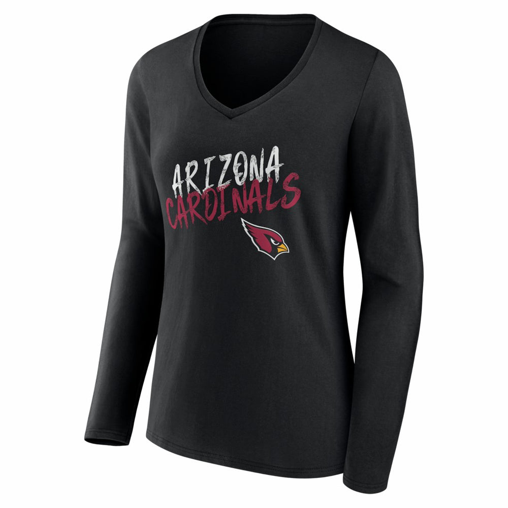 Arizona Cardinals Women's Hustle Personalized Name & Number Long Sleeve V-Neck T-Shirt Black