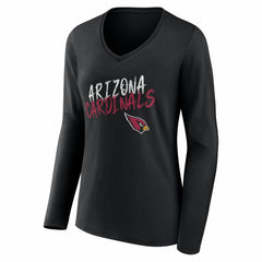Arizona Cardinals Women's Hustle Personalized Name & Number Long Sleeve V-Neck T-Shirt Black