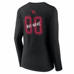 Arizona Cardinals Women's Hustle Personalized Name & Number Long Sleeve V-Neck T-Shirt Black