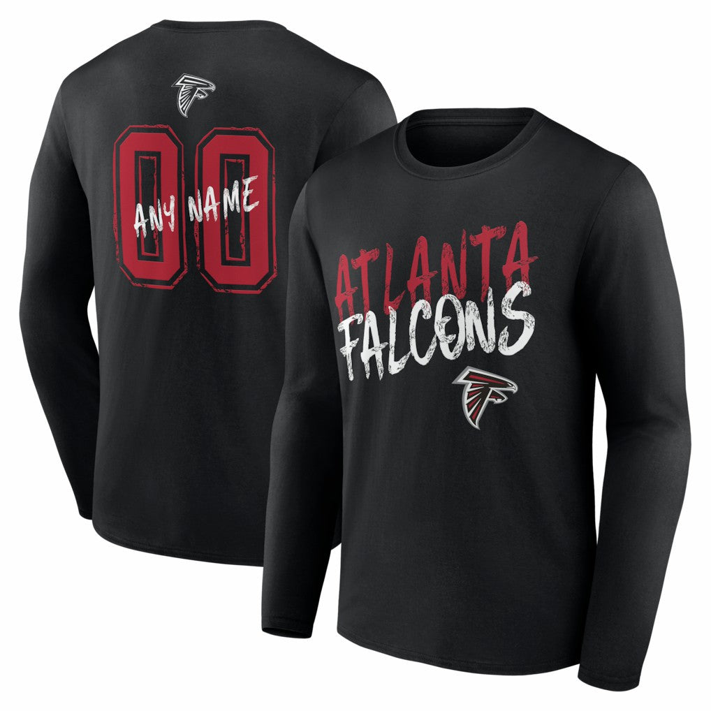 Atlanta Falcons Hustle Personalized Name & Number Long Sleeve T-Shirt Black