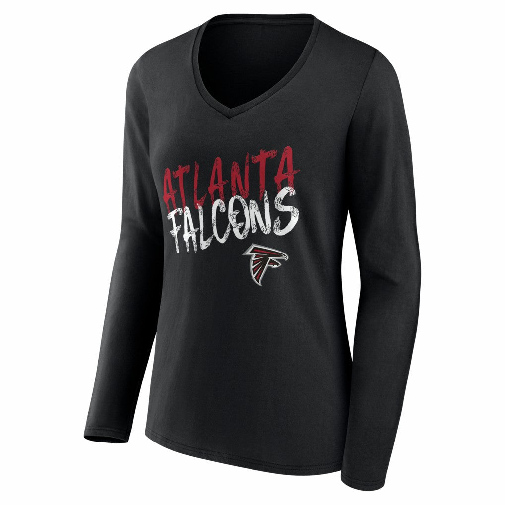 Atlanta Falcons Women's Hustle Personalized Name & Number Long Sleeve V-Neck T-Shirt Black