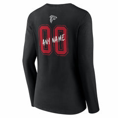 Atlanta Falcons Women's Hustle Personalized Name & Number Long Sleeve V-Neck T-Shirt Black